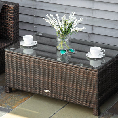 Tuin Bijzettafel – Bijzettafel – Koffietafel – Balkon Tafel – Poly Rattan Tafel – Bruin – 85x50x39 cm – Weerbestendig & Lichtgewicht