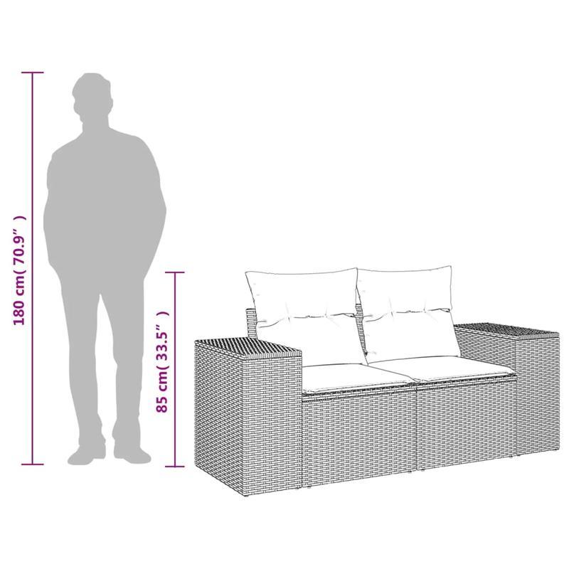 Buitensofa – Loungeset – Tuinbank – Loungemeubel – 2-zits Sofa – Weerbestendig Rotan – Comfortabele Kussens – Stijlvol Grijs