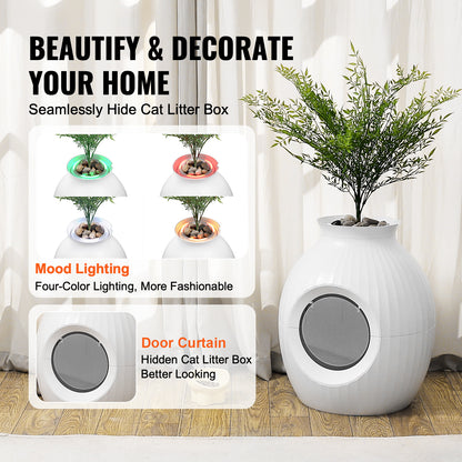Kattenbak – Kattentoilet – Kattenbakhuisje – Kattenbak met Kap – Plantenbak Kattenbak – Geurvrij met Plasmatechnologie – Duurzaam ABS Materiaal
