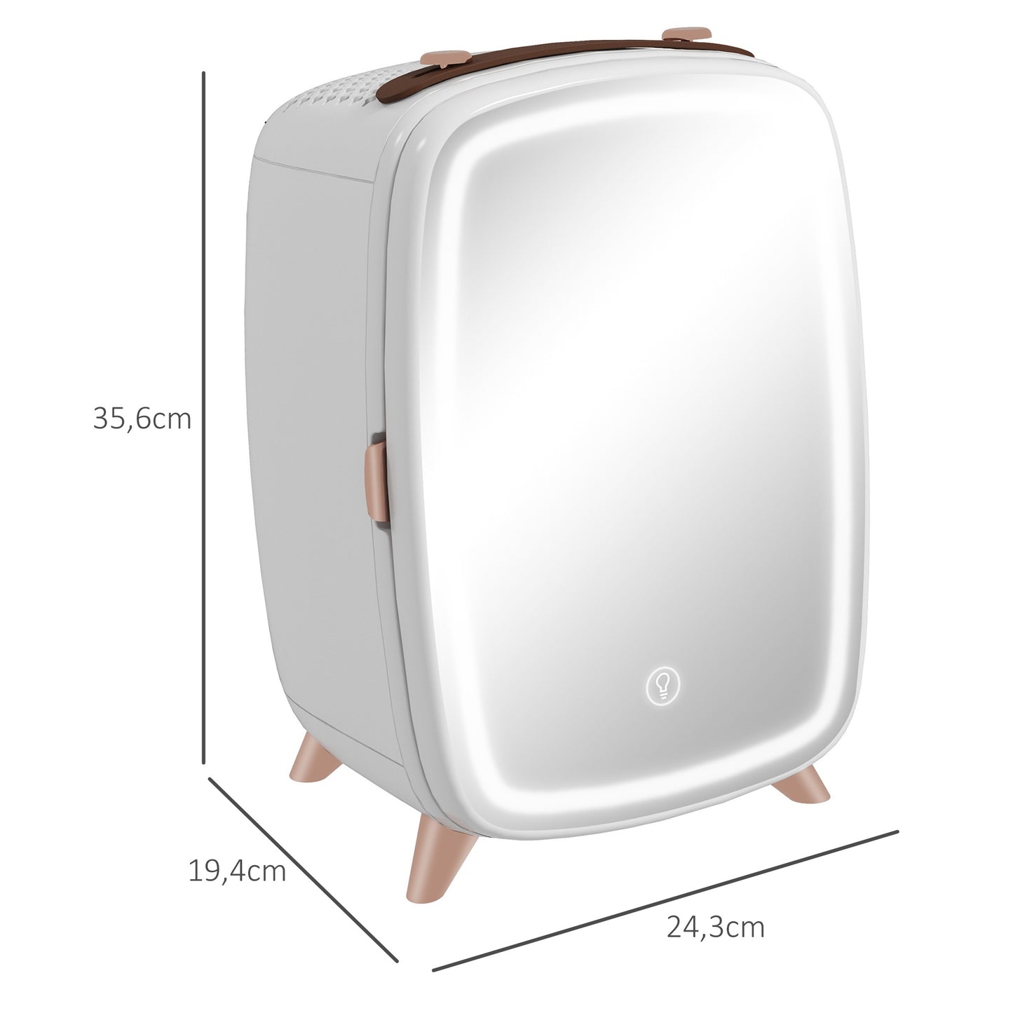 Mini Koelkast – Cosmetica Koelkast – Mini Bar – Koelkastje – Draagbare Koelkast – 6L Inhoud – Verlichte Make-up Spiegel – Stil Geluid – Wit