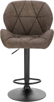Barkruk Comfy Bruin - Met rugleuning - Stevig- Kunstleer - Set van 1 - Keuken - Barstoelen ergonomisch - Verstelbaar in hoogte - Zithoogte 60-82cm