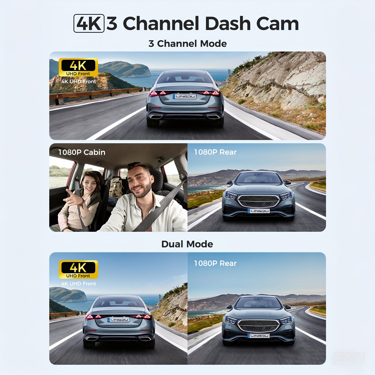 Dubbele Dashcam – Auto Camera – Beveiligingscamera – DVR Recorder – Achteruitrijcamera – 4K Voorzijde & Full HD Achterzijde – Nachtzicht & GPS Met ADAS