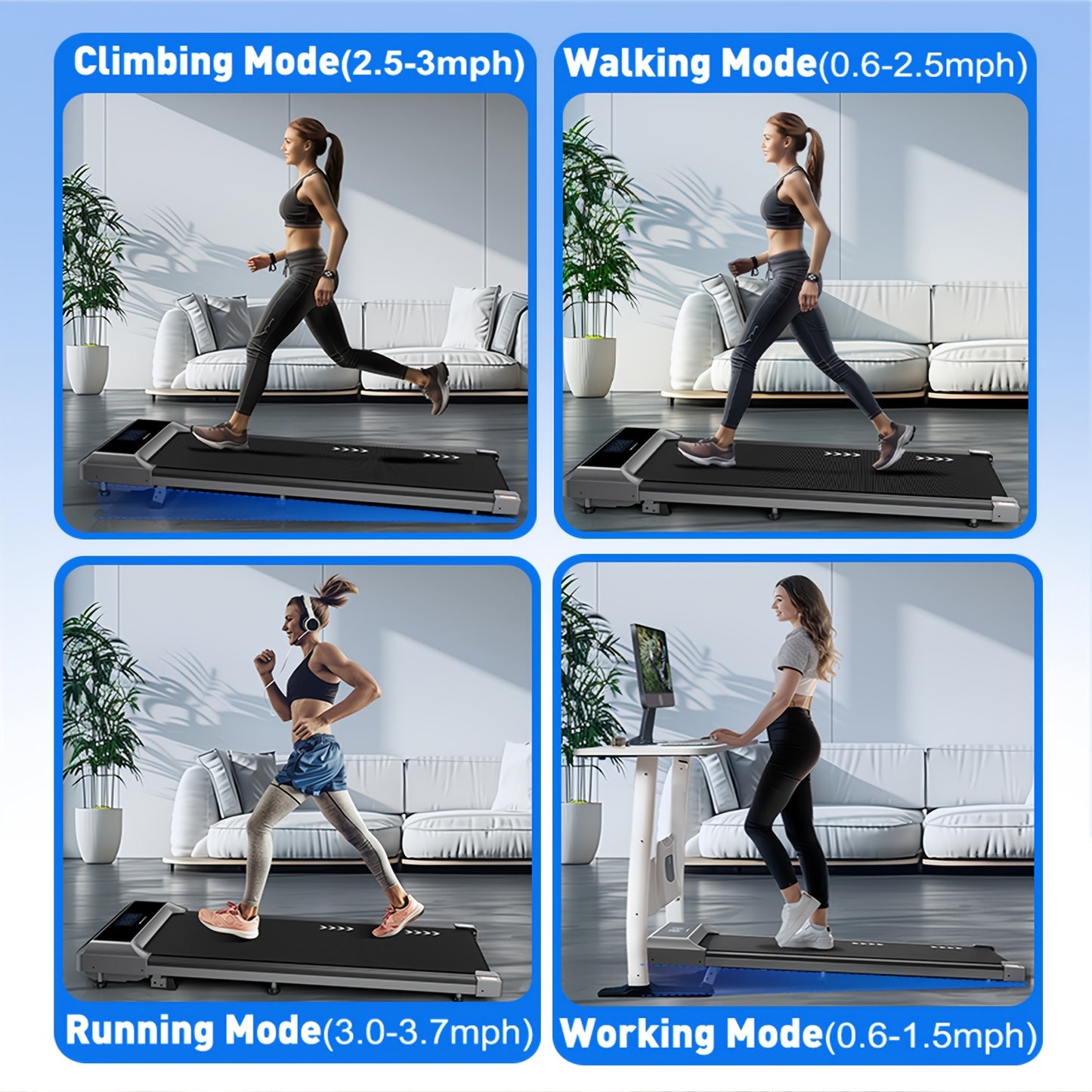 Wandelband – Loopband – Loopmachine – Compacte Wandelmachine – Draadloze Afstandsbediening – Stevig Stalen Frame - QUORE