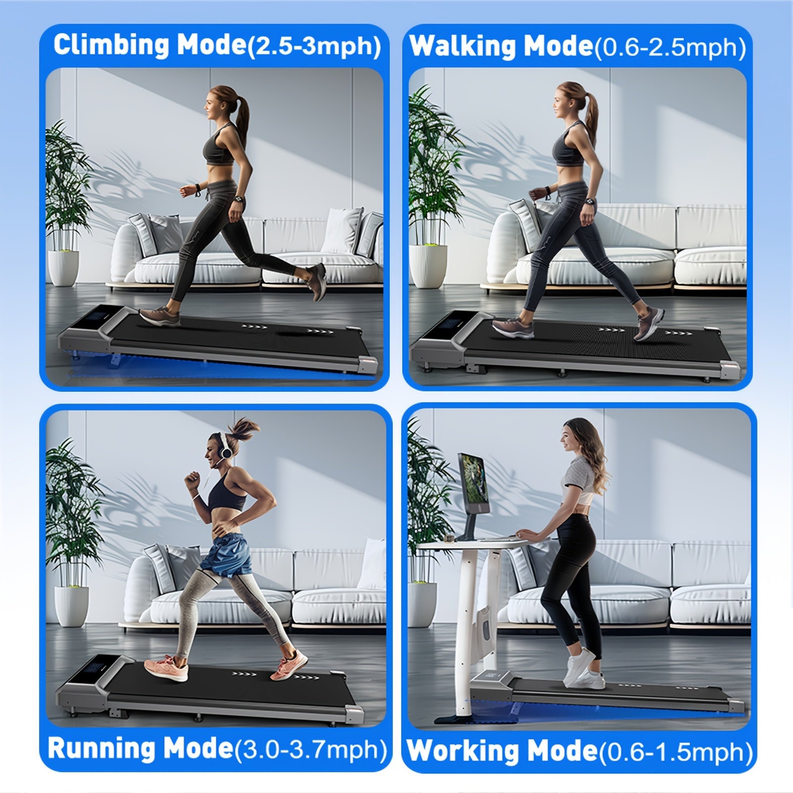 Wandelband – Loopband – Loopmachine – Compacte Wandelmachine – Draadloze Afstandsbediening – Stevig Stalen Frame - QUORE