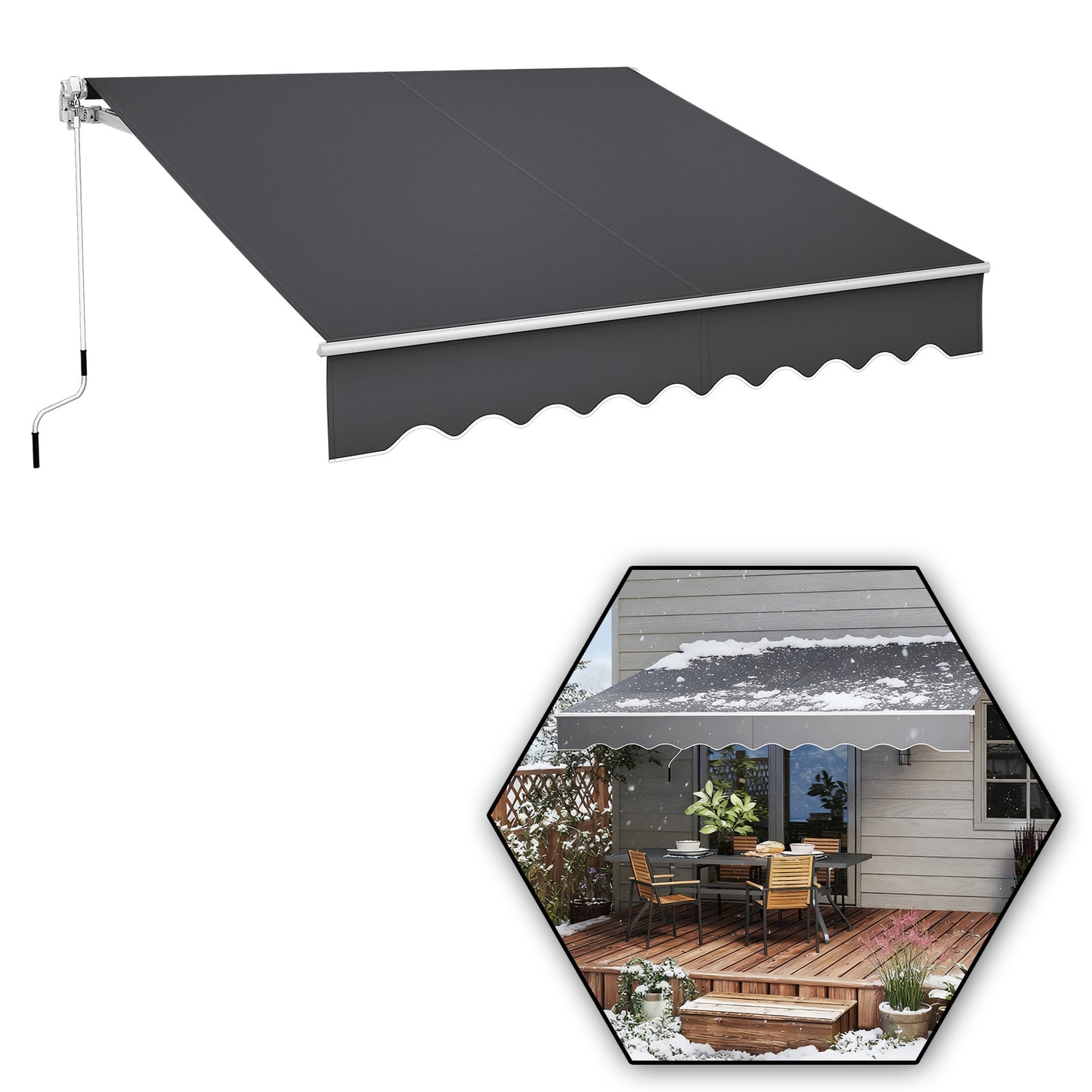 Uitschuifbare Zonwering – Balkonzonwering – Knikarmscherm – Handbediende Zonnescherm – Terraszonwering – Afmeting 250x200 cm – Aluminium Frame – Duurzaam Polyester Doek