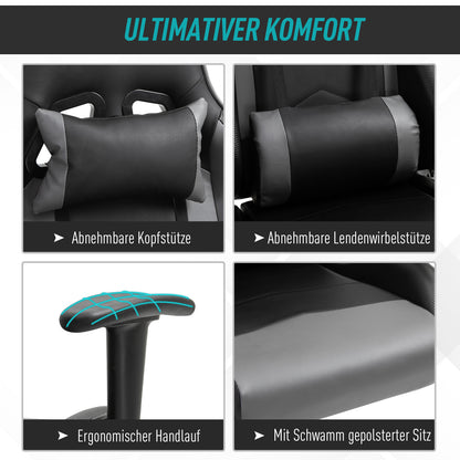 Ergonomische Bureaustoel – Gamingstoel – Draaistoel – Bureaustoel Kunstleer – Kantoorstoel – Zwart – Verstelbare Zithoogte – 160° Kantelbare Rugleuning