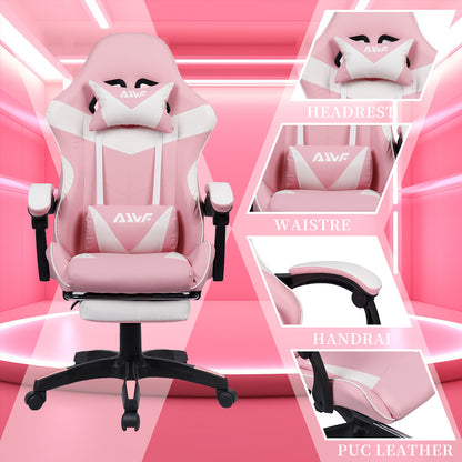 Ergonomische Gamingstoel – Gamestoel – Bureaustoel – Racestoel – Computerstoel – Met Uitschuifbare Voetensteun – Hoogwaardige Memory Foam Zitting – Zwart-Blauw