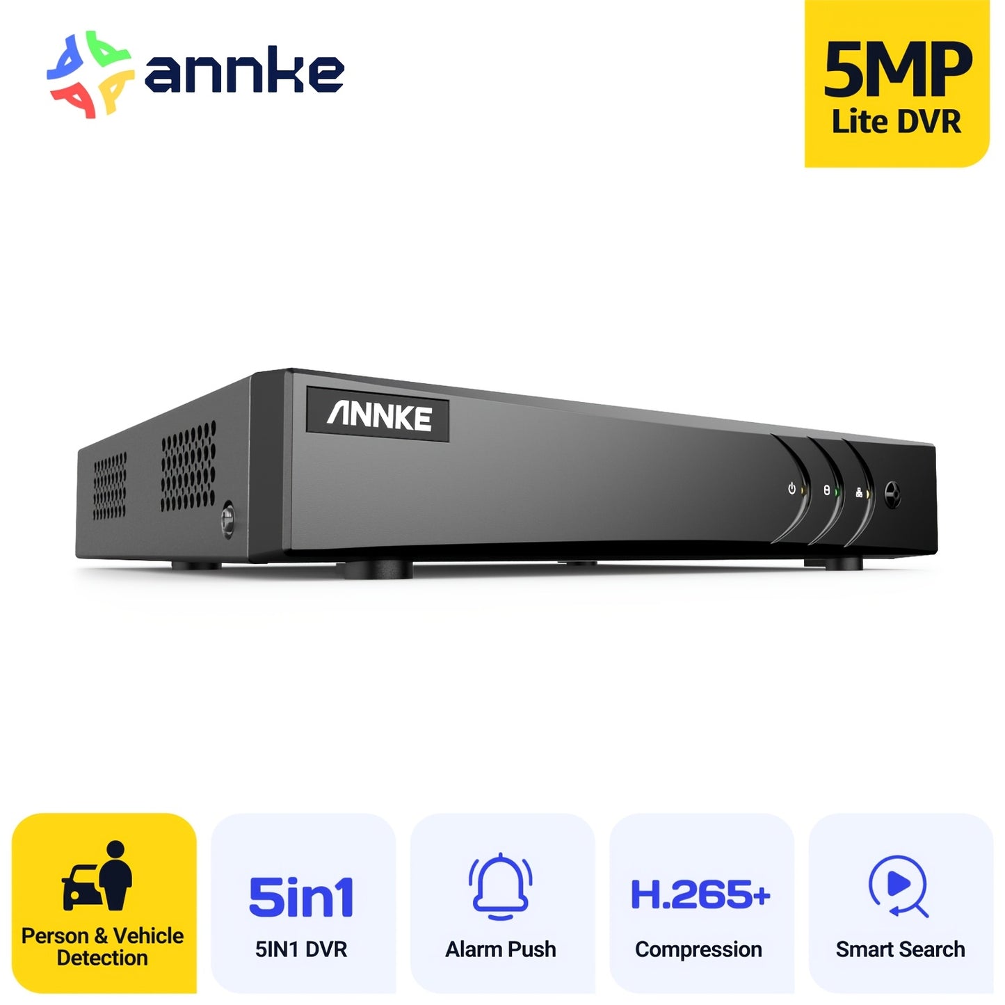 ANNKE 16CH 3K Lite 5-IN-1DVR H.265+ Hybrid CCTV Security Video Recorder For 6MP/5MP/4MP/3MP TVI AHD CVI Analog And IP Cameras, AI Human/Vehicle Detection, Easy Remote Access