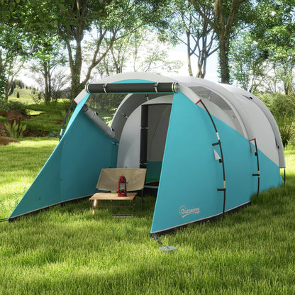 Gezinstent – Campingtent – Tunnel Tent – Reistent – Kampeertent – Voor 4-5 Personen – Ventilerend Met 2 Deuren – Eenvoudig Op Te Zetten – Blauw – 4,6 x 2,6 x 1,9 m