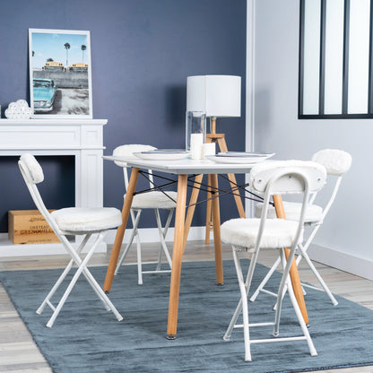 Vouwstoel – Opklapbare Stoel – Klapstoel – Eetkamerstoel – Witte Stoel – Set Van 4 – Kunstleren Zitting – Hoog Zitvlak 49 Cm