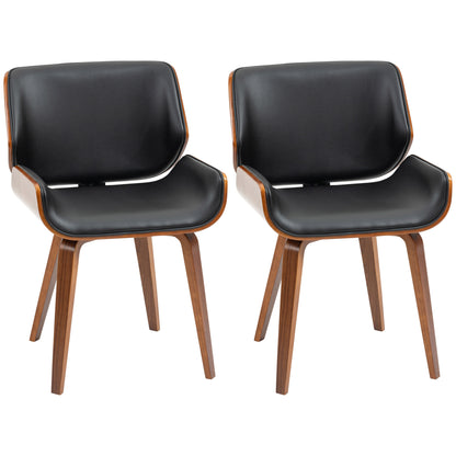 Eetkamerstoel – Vintage Stoel – Kuipstoel – Houten Stoel – Kunstleren Stoel – Set Van 2 – Comfortabele Foamzitting – Stevig Houten Frame