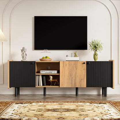 tv meubel – tv kast – tv dressoir – tv console – tv meubelen – modern design – 160 cm breed – geschikt voor tv tot 65 inch – stevige constructie – drie deuren en open vakken