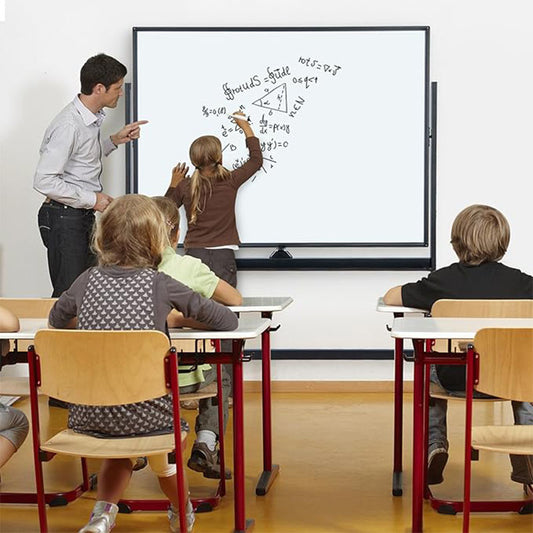 Dubbelzijdig Whiteboard – Mobiel Whiteboard – Magnetisch Whiteboard – Whiteboard Met Raster – Verrijdbaar Whiteboard – Inclusief Magneten – Lichtgewicht En Verplaatsbaar