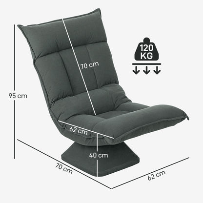 Draaifauteuil – Relaxfauteuil – Stoel – Loungefauteuil – Fauteuil – Donkergrijs – 5-standen Verstelbare Rugleuning – 360° Draaibaar