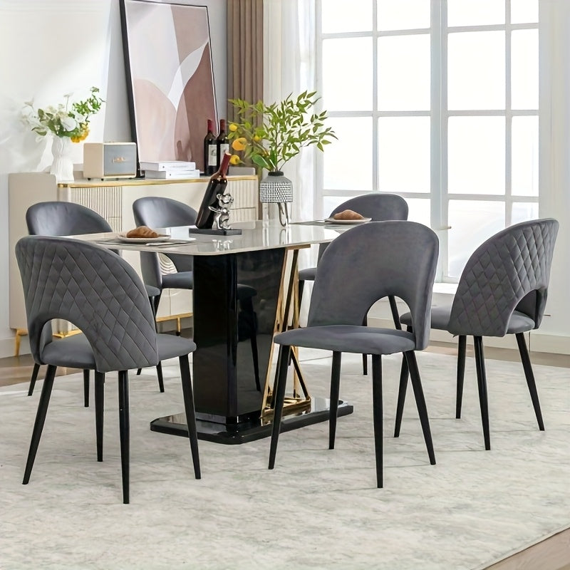 Eetkamerstoel – Stoel – Kuipstoel – Draaistoel – Designstoel – Verstelbare Poten – Metalen Frame – Grijs – Diamantpatroon Rugleuning – Eenvoudig Schoon Te Maken