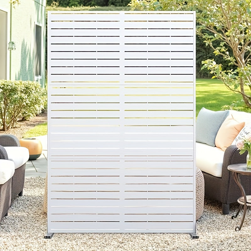 Extra Long 182.88cm Metal Privacy Screen Outdoor/Indoor - Heavy-Duty Freestanding Fence Panel with Stable Base, Modern Design - No Assembly Required, Weatherproof Room Divider for Garden, Patio, Balcony, Poolside - Decorative