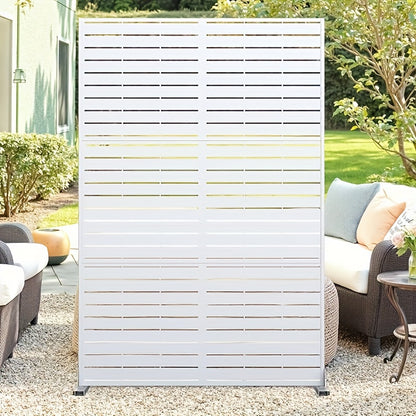 Extra Long 182.88cm Metal Privacy Screen Outdoor/Indoor - Heavy-Duty Freestanding Fence Panel with Stable Base, Modern Design - No Assembly Required, Weatherproof Room Divider for Garden, Patio, Balcony, Poolside - Decorative