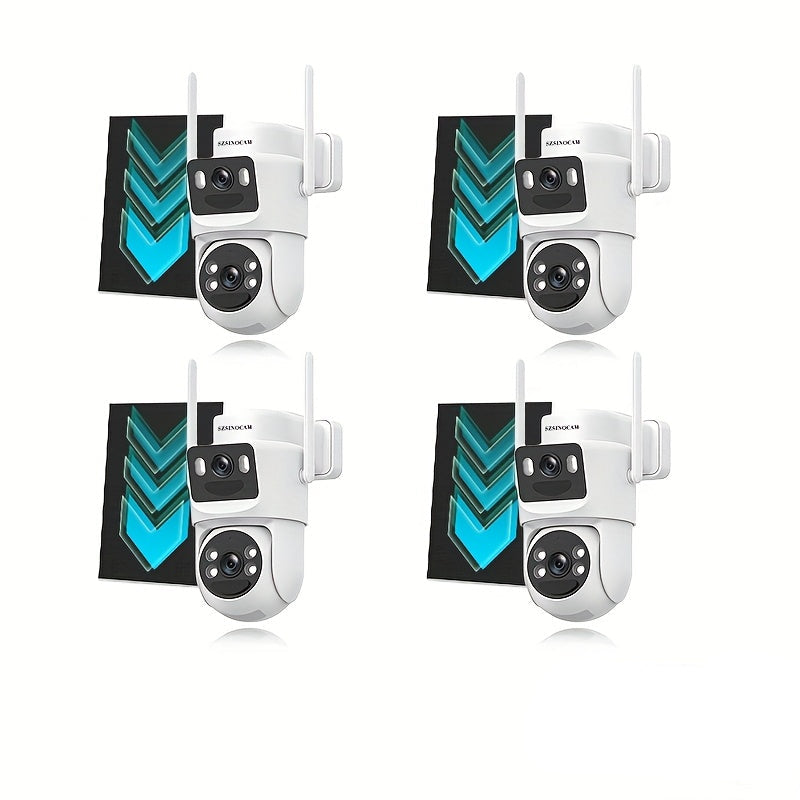 Beveiligingscamera – Camerabewaking – Bewakingscamera – Buitencamera – Draadloze Camera – 4 Stuks – Solar Oplading – 2K HD Met Dubbele Lens & Full-Color Nachtzicht