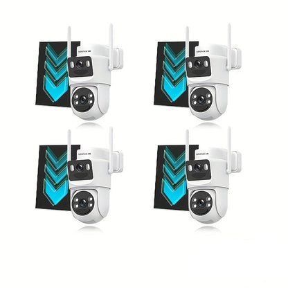 Beveiligingscamera – Camerabewaking – Bewakingscamera – Buitencamera – Draadloze Camera – 4 Stuks – Solar Oplading – 2K HD Met Dubbele Lens & Full-Color Nachtzicht