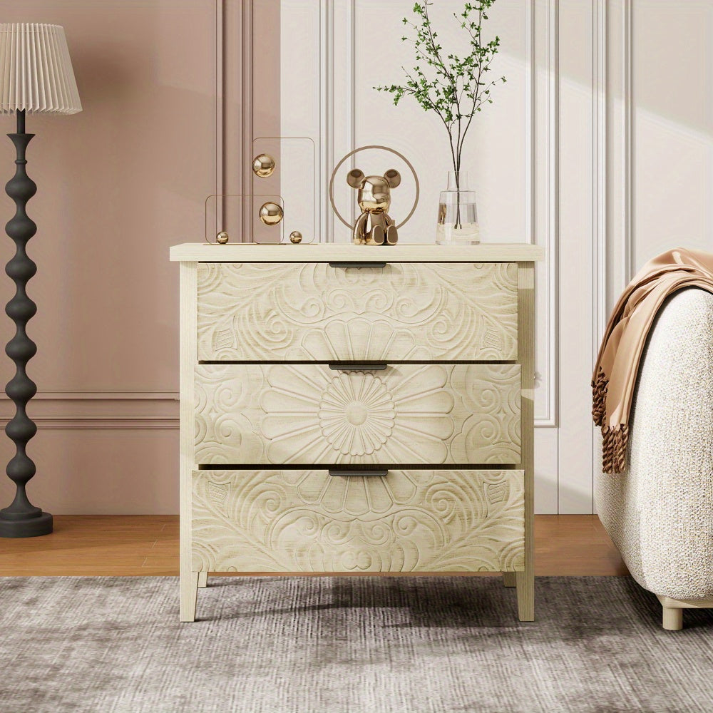 Ladekast – Dressoir – Opbergkast – Ladekast Met Drie Lades – Kast Met Verwisselbare Ladefronten – Natuurlijke Kleur – Ruim Opbergvolume – Duurzame Stevige Constructie
