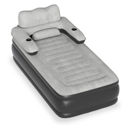Luchtbed – Opblaasbaar Matras – Airbed – Slaapmat – Kampeerbed – Dubbel 195×145×42 cm – Met Rugleuning – Duurzaam PVC