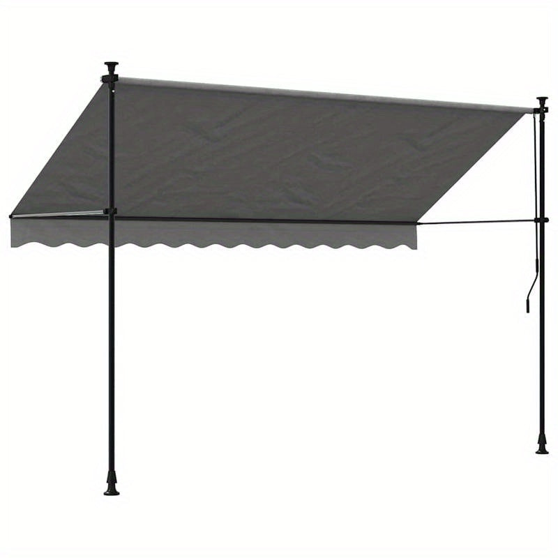 300x150cm Extendable Awning - Durable Plastic Frame, Removable Fabric, Beige/Black/Gray Options, Weather-Resistant for Patio, Balcony, Garden Shade