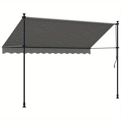 300x150cm Extendable Awning - Durable Plastic Frame, Removable Fabric, Beige/Black/Gray Options, Weather-Resistant for Patio, Balcony, Garden Shade