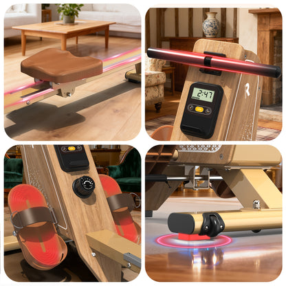 VOWVIT Magnetic Rowing Machine for Home with Wireless Monitor, Compatible for Kinomap & Fitswear App Sync, 16-Resistant Levels, Quiet Operation, Compact Vertical Storage Rowing Machine with Weight Capacity, Suitable for