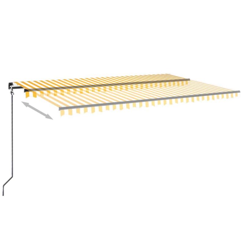 Terrasdoek – Balkonzeil – Zonnescherm – Schaduwdoek – Uitschuifbare Luifel – Geel Wit – Verstelbaar 500x350 cm – Duurzaam Metaal & Stof