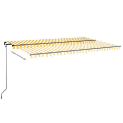 Terrasdoek – Balkonzeil – Zonnescherm – Schaduwdoek – Uitschuifbare Luifel – Geel Wit – Verstelbaar 500x350 cm – Duurzaam Metaal & Stof