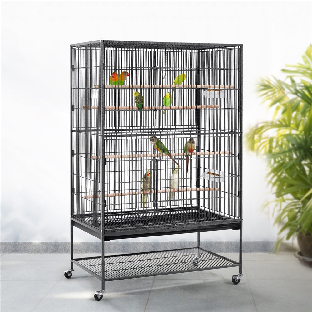 Vogelkooi – Vogelkooi XXL – Nestkast – Vogelhuis – Vogelren – Metaal – Groot Formaat 93,5x56,5x113 cm – Wielen Met Rem