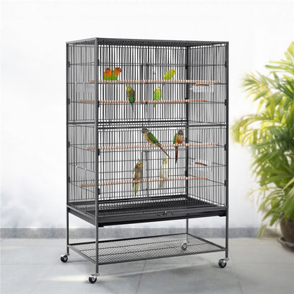 Vogelkooi – Vogelkooi XXL – Nestkast – Vogelhuis – Vogelren – Metaal – Groot Formaat 93,5x56,5x113 cm – Wielen Met Rem