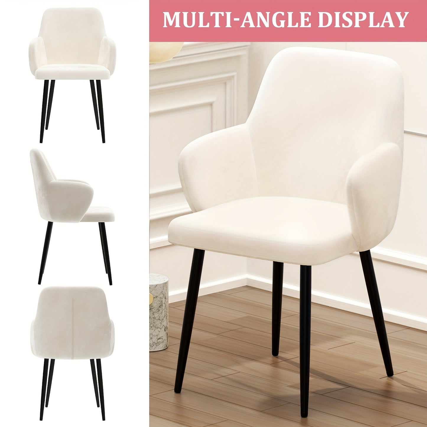 Fauteuils – Witte Stoelen – Eetkamerstoelen – Lounge Stoelen – Dressing Stoelen – Zachte Velvet Bekleding – Stevig Carbon Stalen Frame