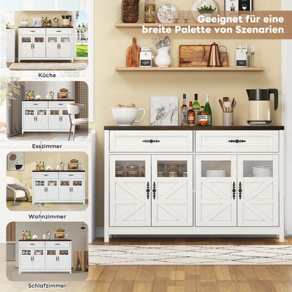 Dressoir – Buffetkast – Opbergkast – Sideboard – Ladekast – 140 cm breed – MDF materiaal – Rustiek modern ontwerp – 4 deuren en 2 ruime lades
