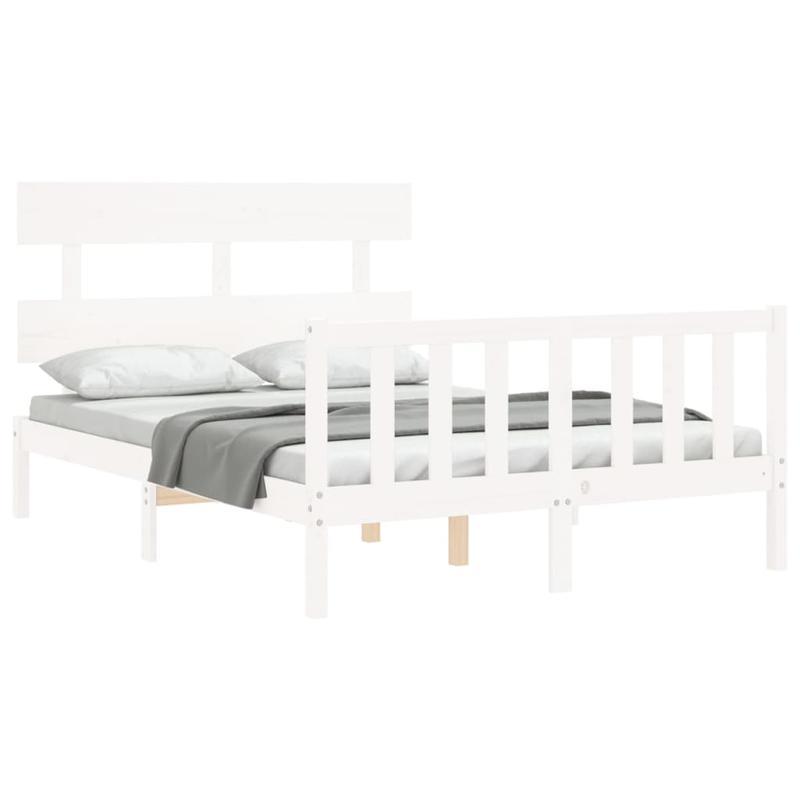 White Wooden Bed Frame 120x200cm - Contemporary Minimalist Design with Headboard, Easy Assembly, Durable & Removable, Perfect for Modern Bedroom Decor, Bedroom Furniture, Sleek Headboard, Sturdy Construction