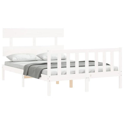 White Wooden Bed Frame 120x200cm - Contemporary Minimalist Design with Headboard, Easy Assembly, Durable & Removable, Perfect for Modern Bedroom Decor, Bedroom Furniture, Sleek Headboard, Sturdy Construction