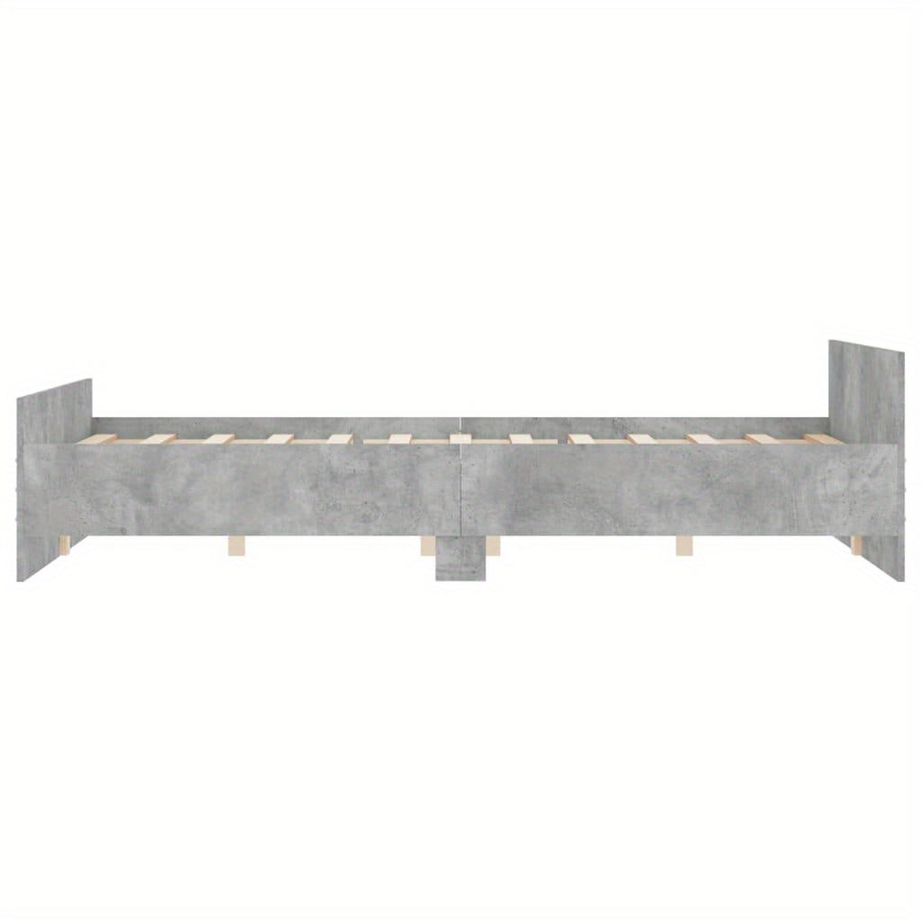 Bed Frame without Mattress Concrete Grey 120x190 cm Small Double with Slat Support Platform Bed Frame Suitable for Mattress Size 120 x 190 cm for Bedroom