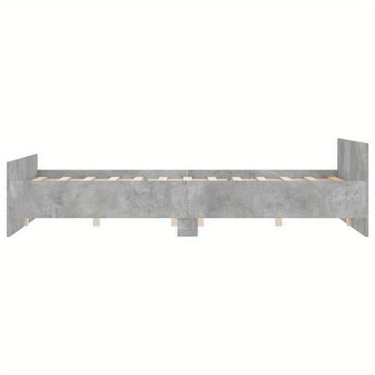 Bed Frame without Mattress Concrete Grey 120x190 cm Small Double with Slat Support Platform Bed Frame Suitable for Mattress Size 120 x 190 cm for Bedroom