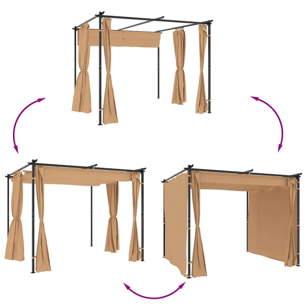 Partytent – Tuinoverkapping – Paviljoen – Tuinkamer – Tent – Taupe 3 x 3 Meter – Stevig Gecoat Stalen Frame – Water- en UV-bestendig Polyester Dak