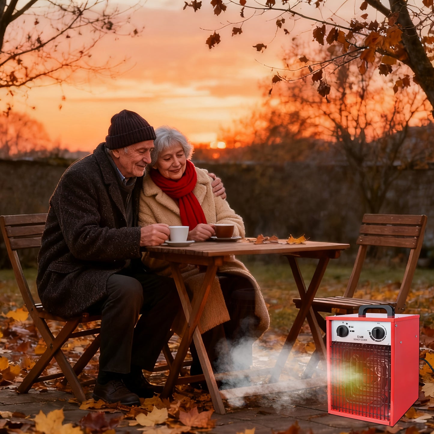 Terrasverwarmer – Tuinverwarming – Terras Heater – Elektrische Kachel – Buitenshuis Verwarming – 5000W Vermogen – Draagbaar Vrijstaand Ontwerp