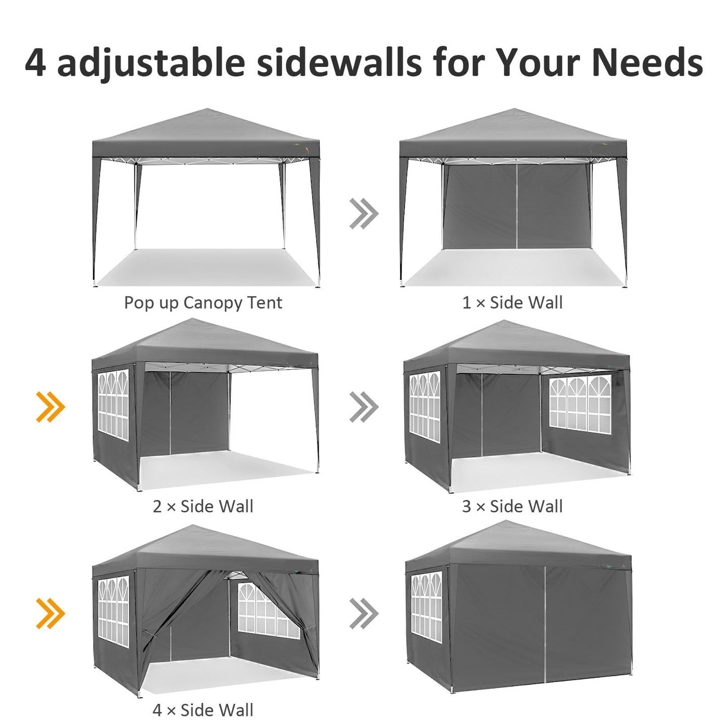 3x3m Pop-Up Partytent – Vouwtent – Tuinkamer – Markt- Tent – Vouwpaviljoen – Waterdicht Oxford Polyester – Afneembare Zijwanden