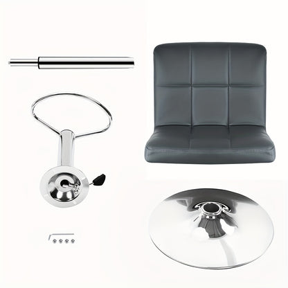 Bar Stools 2 Pack - Adjustable Height Swivel Kitchen Chairs With Faux Leather Padded Seats & Ergonomic Backrest, Armless Counter Stools Set 150kg Capacity For Home Bar, Apartment |Easy Assembly (2pcs, Grey)