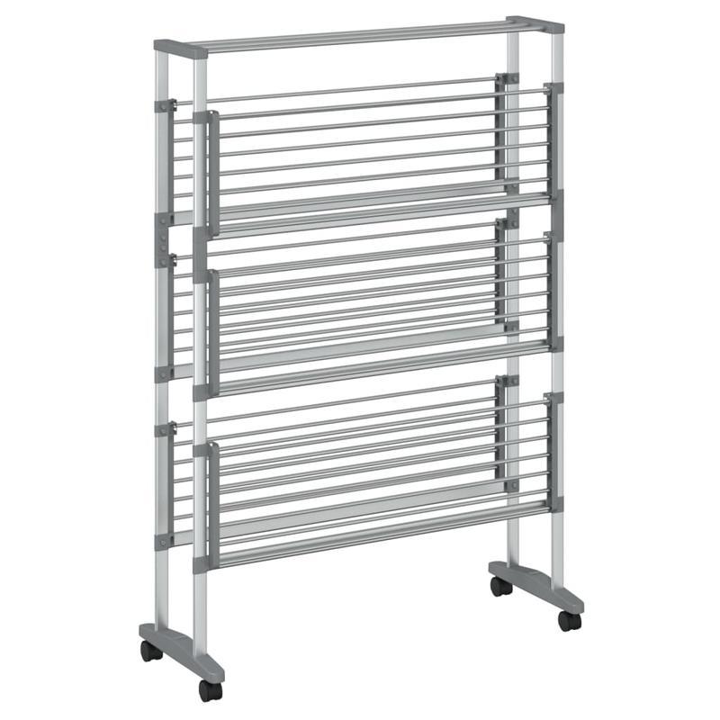 Wasrek – Droogrek – Wasknijpers – Droogtoren – Wastoren – Aluminium – Inklapbaar Met Wieltjes – 89x64x129 cm