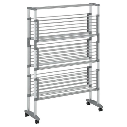 Wasrek – Droogrek – Wasknijpers – Droogtoren – Wastoren – Aluminium – Inklapbaar Met Wieltjes – 89x64x129 cm