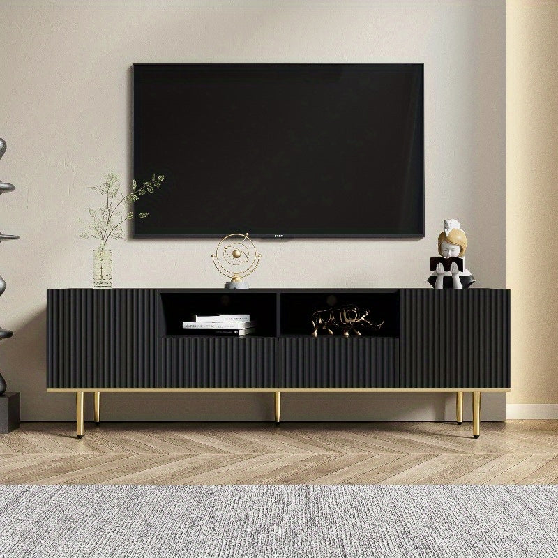TV Meubel – Media Console – Entertainmentkast – TV Kast – Meubel Voor Flat Screen – Met Gouden Metalen Poten – Stevige Constructie – Modern Design