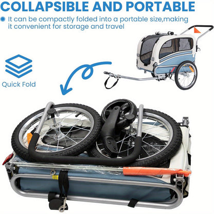 Hondenfietskar – Hondenkar – Fietskar – Hondenbuggy – Huisdierenwagen – 2-in-1 Opvouwbaar – Draagvermogen 30 kg
