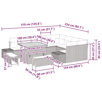 Tuin Loungeset – Tuinmeubel Set – Buiten Sofa Set – Loungeset Balkon – Loungeset 5 Personen – Weerbestendig Poly Rattan – Afneembare Wasbare Kussens Crème