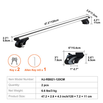 Dakdrager – Dakrek – Dakrail Drager – Bagagedrager – Auto Dakdrager – Aluminium 120 cm – 90 kg Draagvermogen