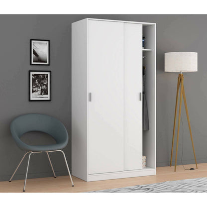 Wardrobe 2 in Front of Dagnan, Bedroom Closet, Furniture with Shelf And Clothes Rail, 100X50H200 Cm, Available in 2 Colors
