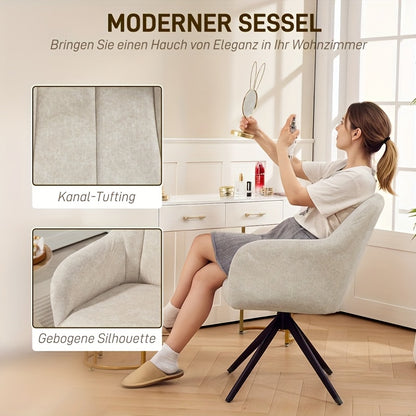Leisure Chair Armchair Living Room Swivel Chair Leisure Chair Upholstered Tufted Leisure Armchair Velvet Appearance Upholstered Armchair Bedroom Makeup Chair Beige